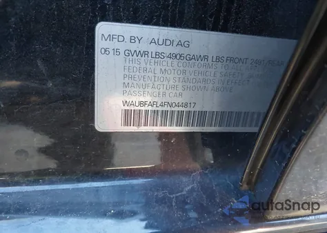 2015 Audi A4 2.0T Premium z USA, uszkodzony, nr VIN WAUBFAFL4FN044817